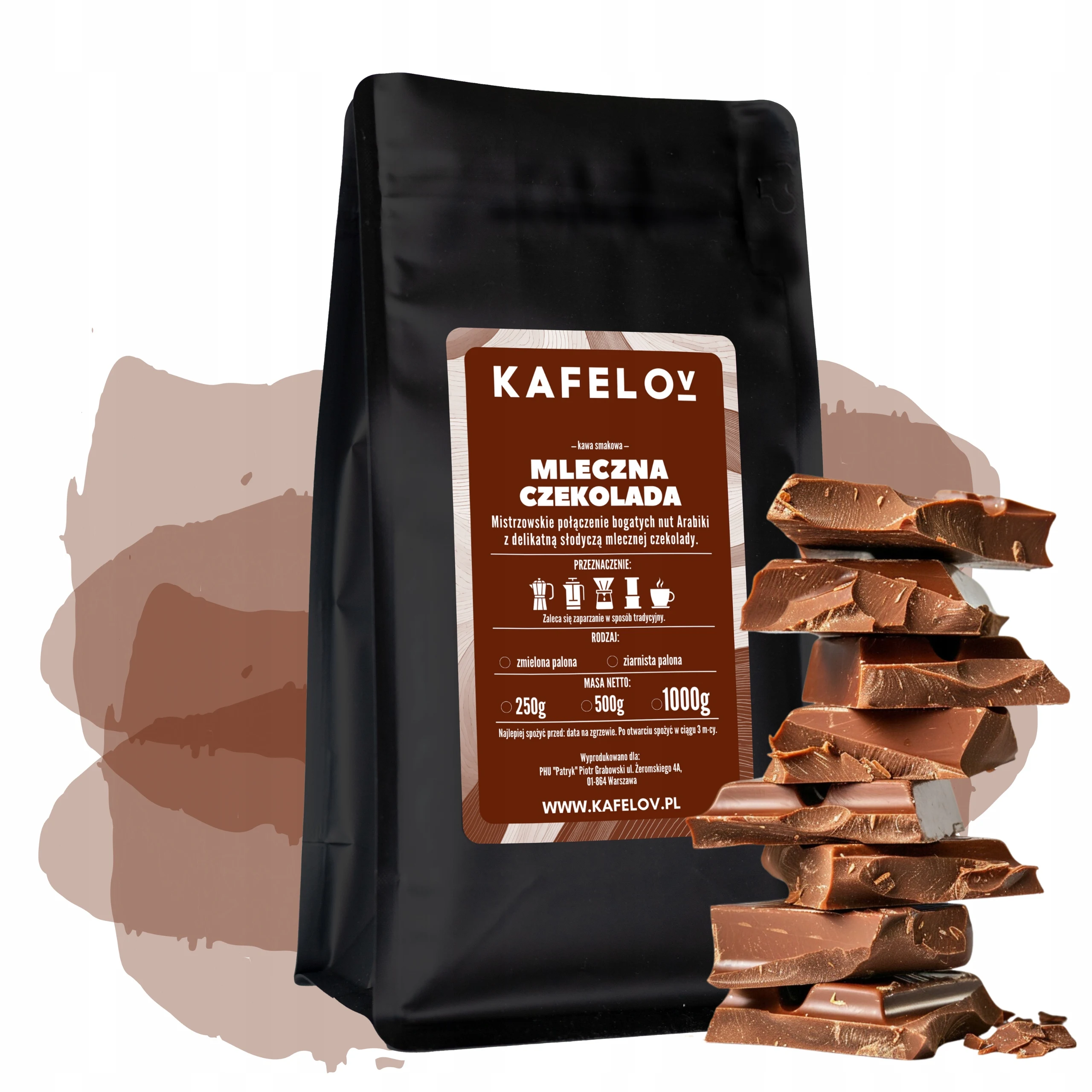 Aromatisierter gemahlener Kaffee 1kg Milchschokolade Arabica frisch geröstet