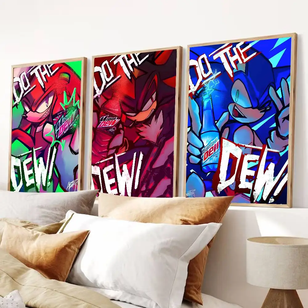 1PC Classic Anime Sonic Characters Anime Posters Sticky Whitepaper Sticker DIY Room Bar Cafe Kawaii Room Decor