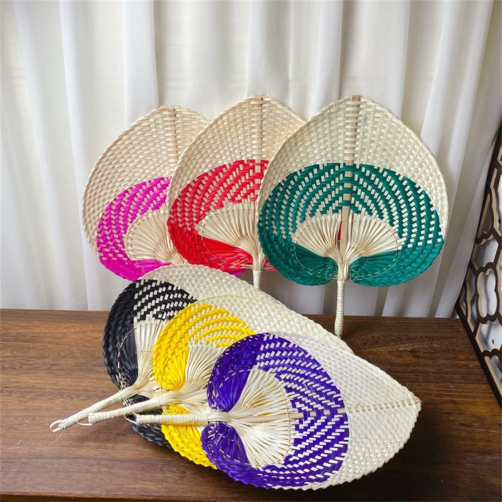 1 Pcs Handmade Straw Woven Fans Craft Summer Cooling Fan Bamboo Palm Leaf Hand-woven Hand Fan Home Wedding Decoration