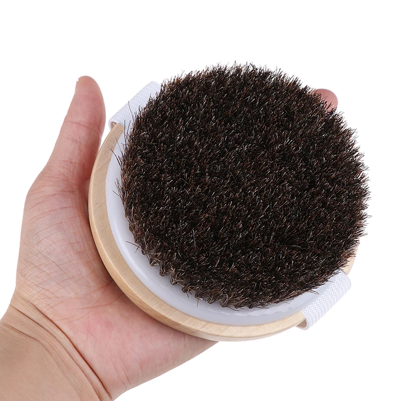 1X Wood Natural Horse Hair Bath Body Brush Cellulite Shower Dry Skin Exfoliation