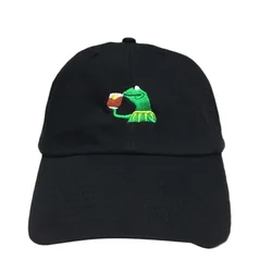 Tea Drinking Frog Baseball Caps Embroidered Sipping Hat Unisex Golf Cap None of My Business Visors Snapback Hip Hop Trucker Hats