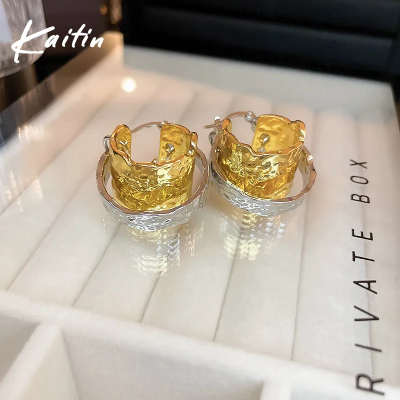 Korean Double-layer Metal Irregular Circle Hoop Earrings Light Luxury Personality Temperament Earring for Women Party Jewelry