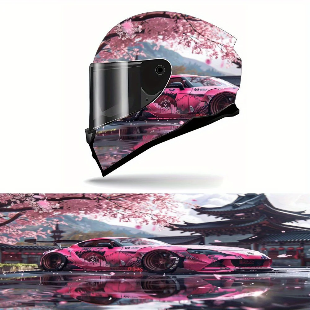 

Pink Sports Car Pile Full Helmet Wrap Sticker Motorcycle Helmet Racing Graphic Decal Vinyl Wrap Helmet Decorative Sticker The Be