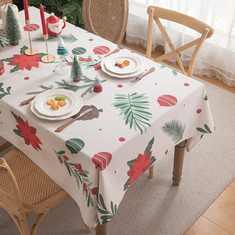 

Christmas Rectangle Tablecloth Dustproof Table Covers Tea Table Festival Theme Home Accessories