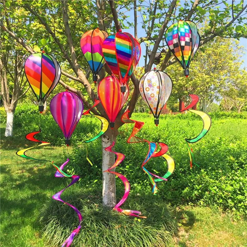 NEW-Garden Spring Hot Air Balloon Pendant Rotating Windmill Hanging Decoration