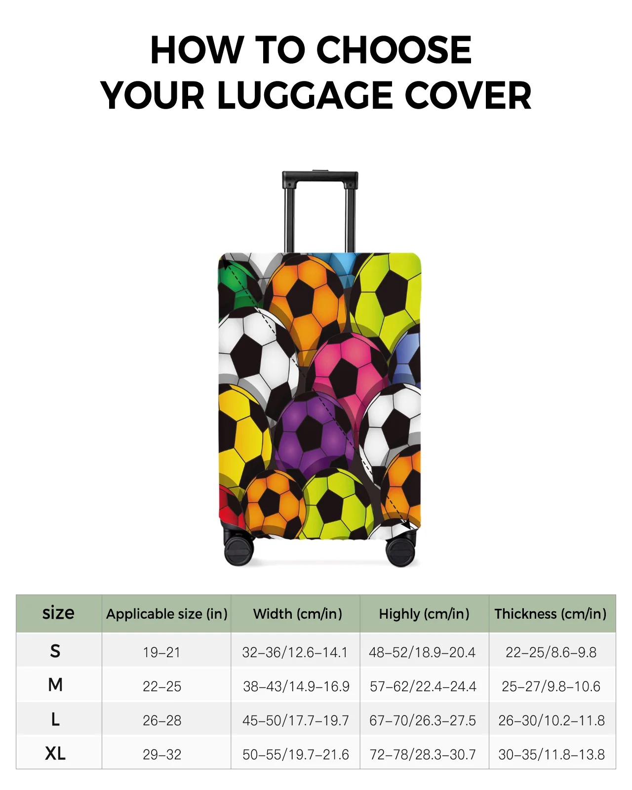 Socccer Football Colorful Travel Luggage Cover Elastic Baggage Cover For 18-32 Inch Suitcase Case Dust Cover Travel Accessories