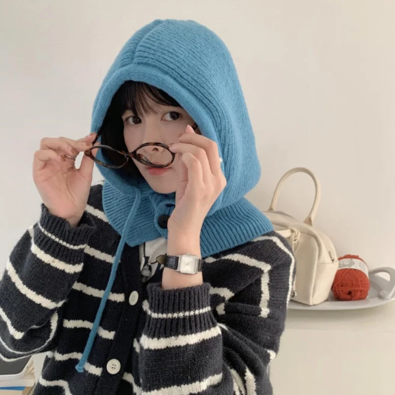 

Ветрозащитная шапка-балаклава для взрослых, съемный женский капюшон, теплая велосипедная шапка регулируемого размера, зимняя вязаная пуловерная шапка ярких цветов для девочек