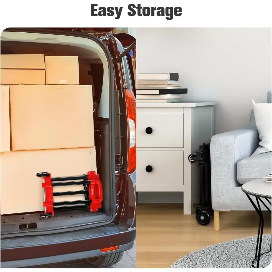 شاحنة يدوية قابلة للطي بسعة 290 رطلًا عربة دوللي مع عجلات شاحنة يدوية قابلة للطي دوللي خفيفة الوزن ومحمولة عربة المرافق لـ Airpor #6