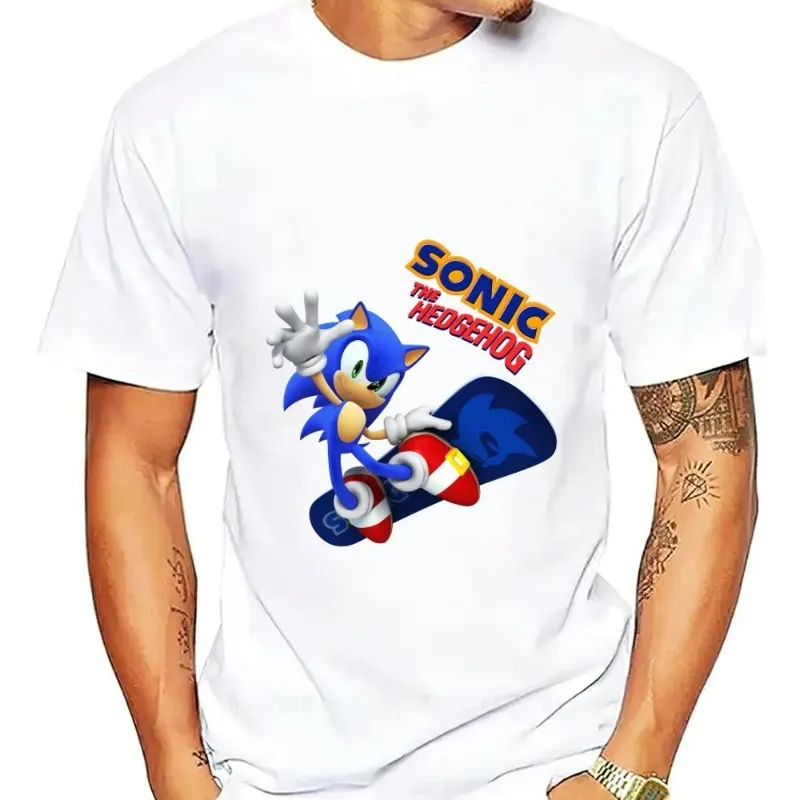 Classic S-Sonic The Cool H-Hedgehog T Shirt Men Couple Combination Women Clothes Short Sleeve Collar Fashion Cotto