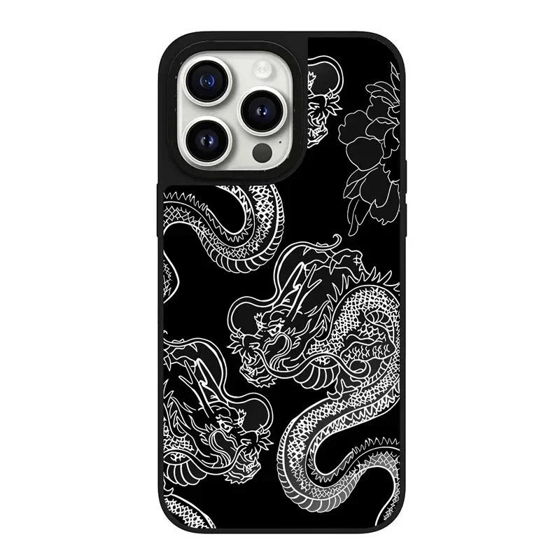 

Mirror Surface Chinese Dragon Phone Case Cover for iPhone 11 12 13 14 15 Pro Max Case for iPhone 15 ProMax