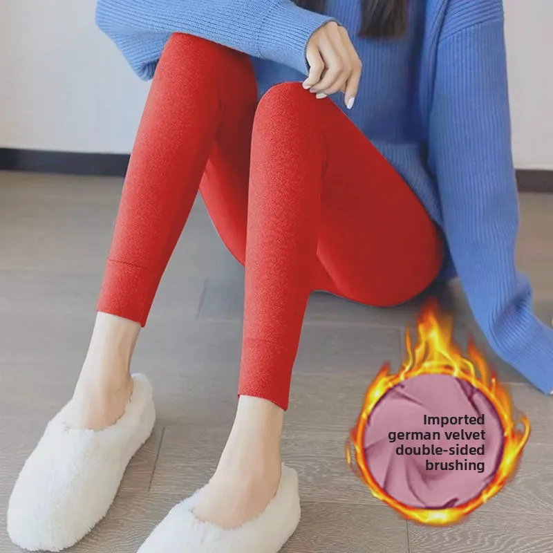 Invisible Crotch Pants Double-sided German Velvet Long Johns Women Wear Velvet Thermal Pants Leggings for Dating, A Must