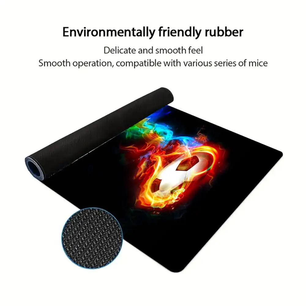 Cool Fire Football Mouse Pad Desk Accessory Aesthetic Large Gaming Mousepads Nootbook Game Rug Non-slip Laptop Tablet Mat PC