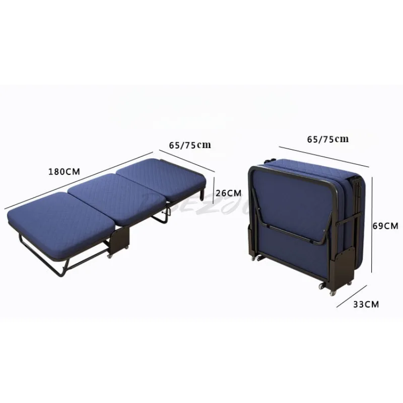 With Adjustable Folding Bed Portable Office Single Person Nap Triple Fold Bed Sponge Bed