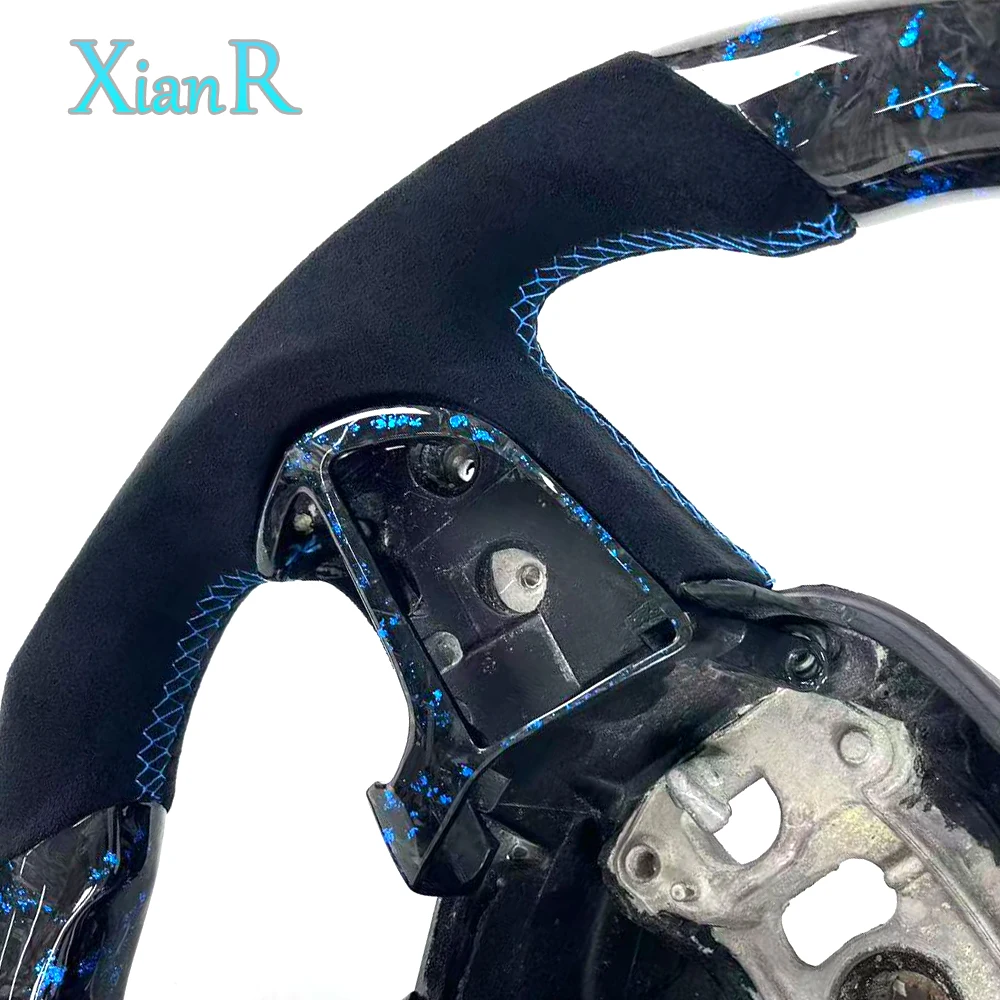 Customized Light Blue Forged Carbon Fiber Steering Wheel for Chrysler 300 300C Supports Customized Colors