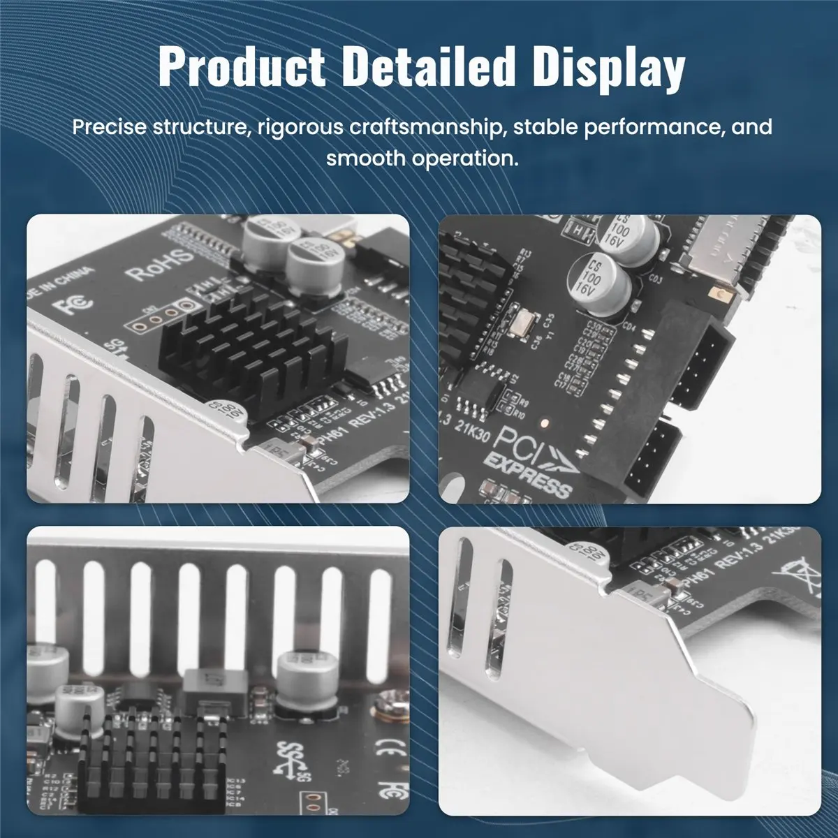 Pci Express Card Pcie to USB3 Type-E Front Type-C 19P Expansion Card Compatible Pci-E X1 X4 X8 X16 I
