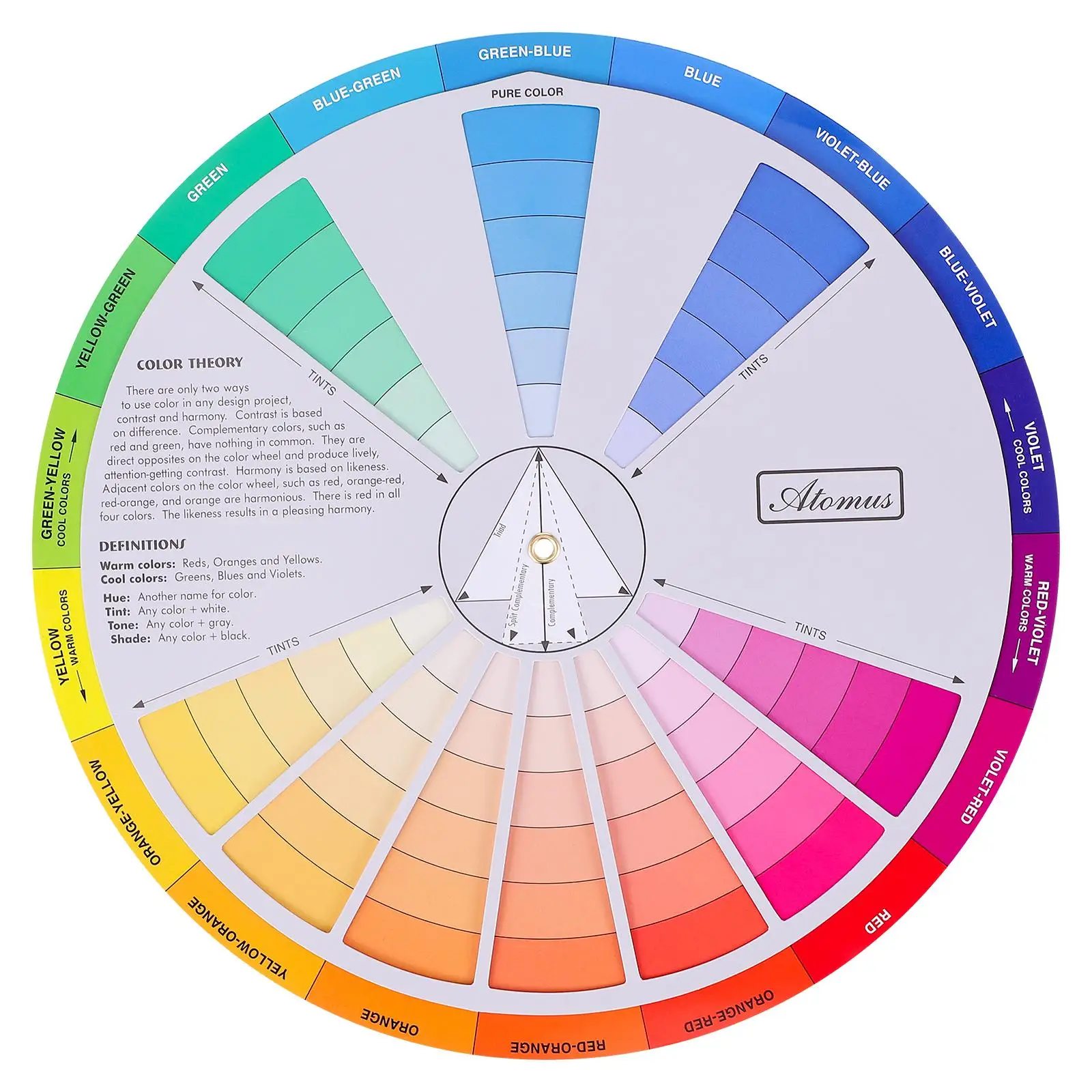 Color Card Wheel Colour Chart Accurate Palette Laminated Circle Artist and Mixing Guide Creative Child