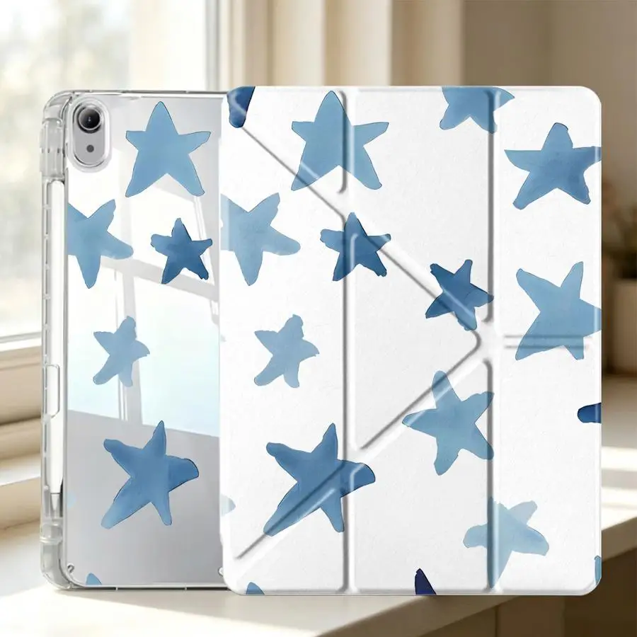 Stars Pattern Tablet Case For Samsung Galaxy Tab S9 Plus A8 S7 FE S8 A11 A9 Plus S10 Lite With Pen Slot Cover