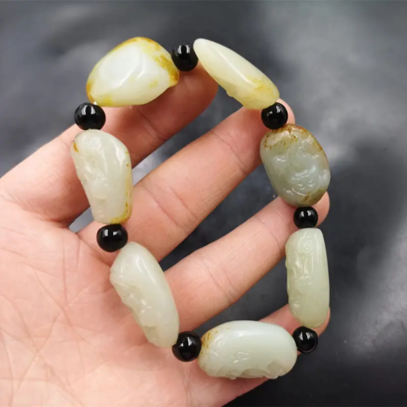 Old Master Hetian Jade Rough Stone Bracelet