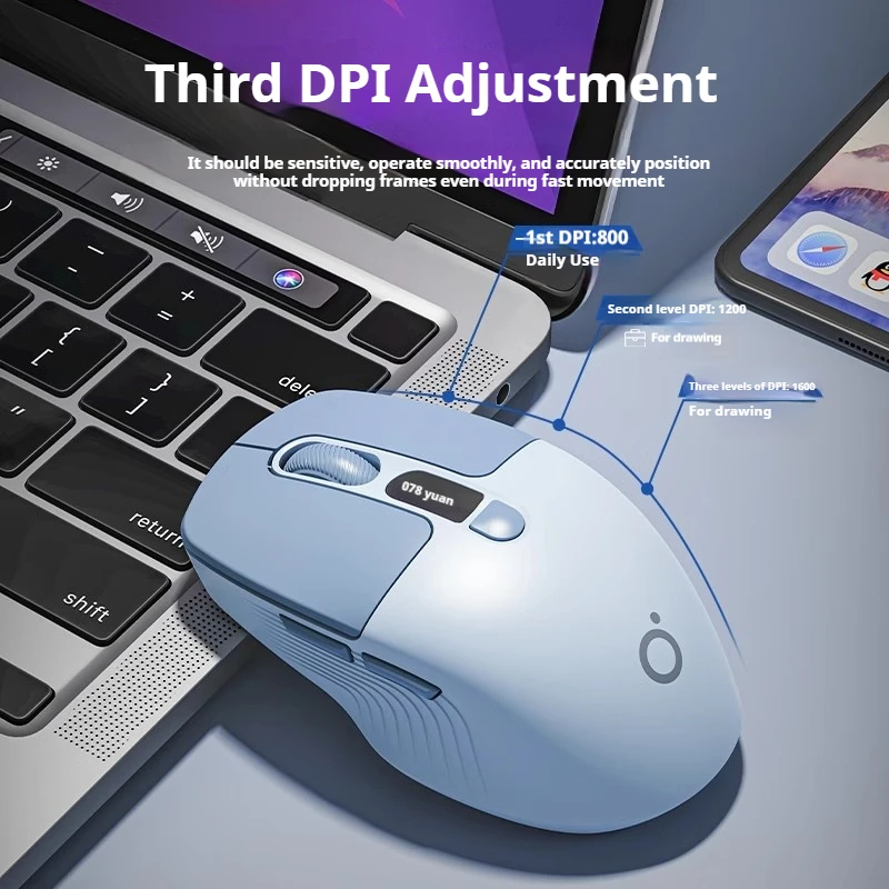 EWEADN Wireless Silent Gaming Mouse, Mini Dual Mode BT/2.4G, Type-C Rechargeable, for Laptop/Desktop Office & Casual Gaming