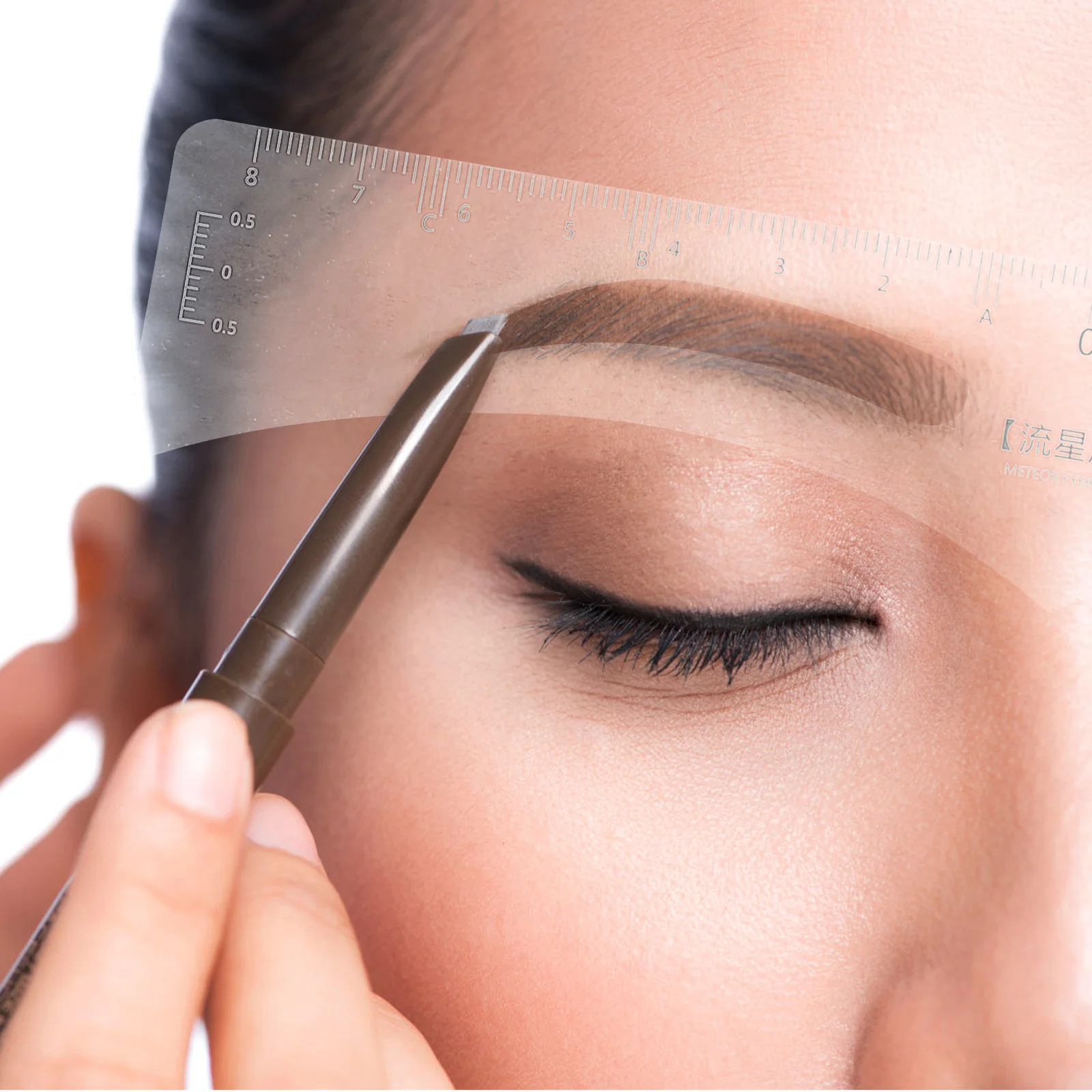 50 قطعة 1 لفة الحاجب للتنحيف ملصقات ماكياج أداة الحاجب رسم الخرائط حاكم الحاجب تحديد المواقع قالب قياس خط دليل الشكل عدة