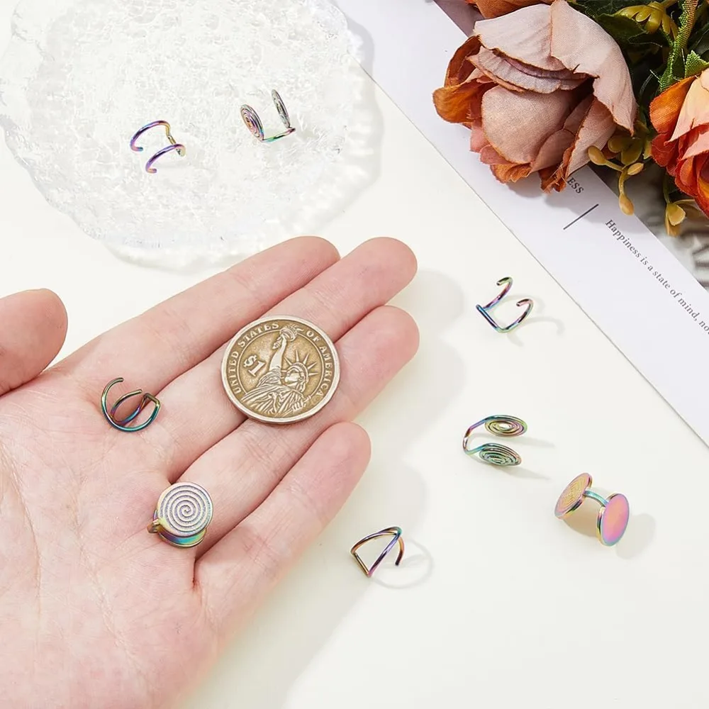 Pressure Earrings for Keloids Stainless Steel Non-Pierced Earrings Cuff Earrings Spiral Compression Earrings Adjustable Clip view 3