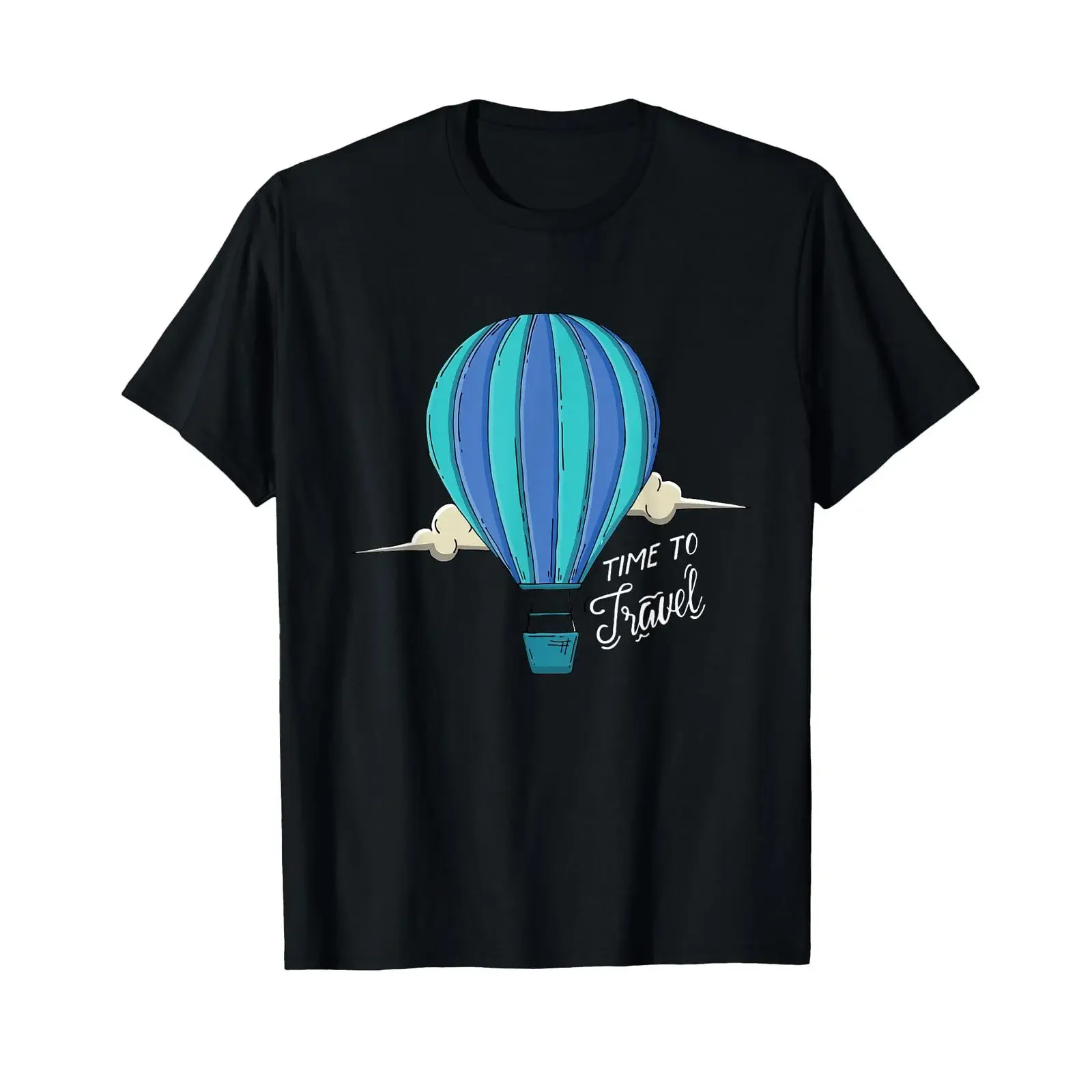 Time to Travel Hot Air Balloon Ride T Shirt vintage Washed homme designer clothes Stretched streetwear graphic Stylish