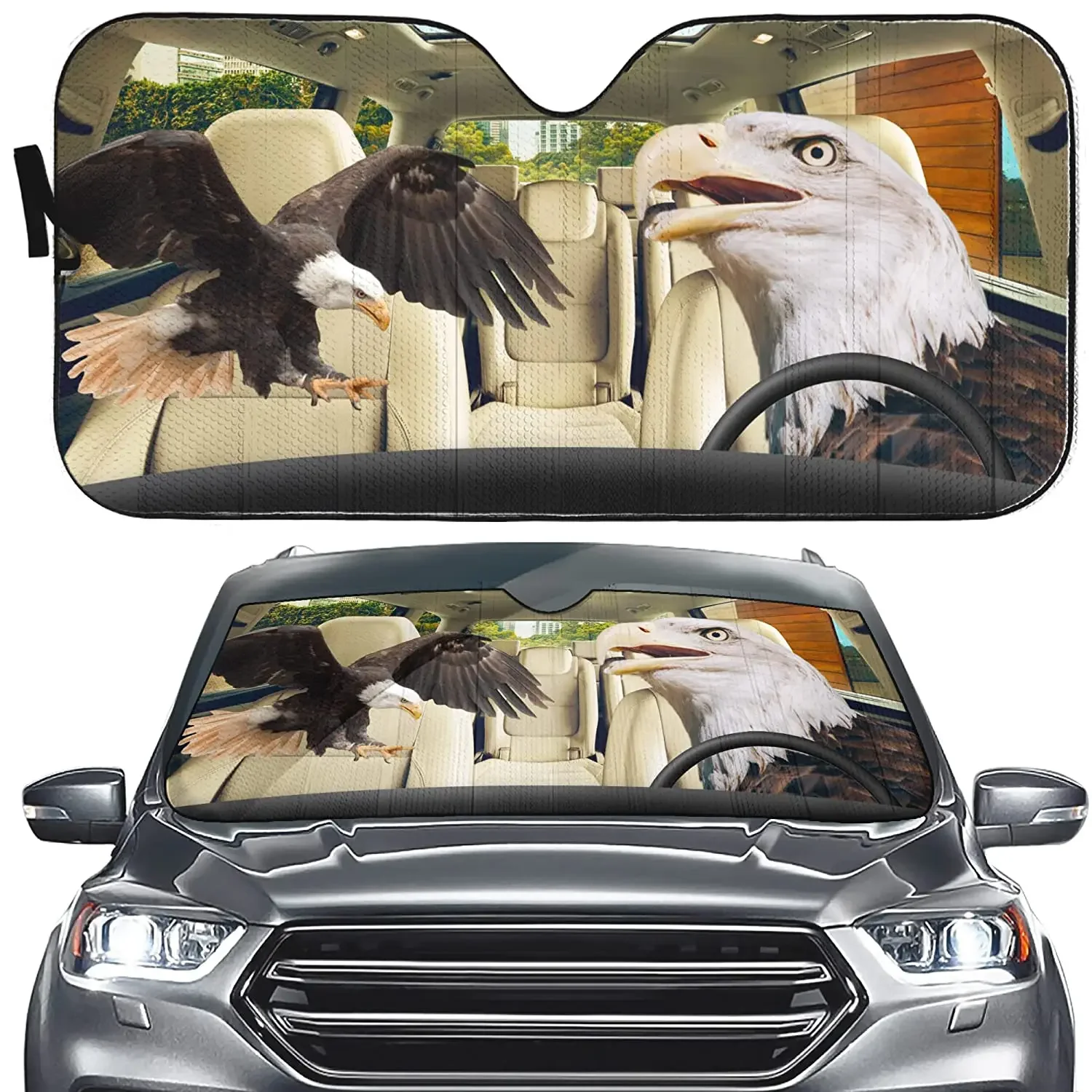 BaldEagle Driver Car Windshield Window Sunshade Cover, BaldEagle Visor Anti UV Sun Shade,Protect Car Cool, BaldEagle Design Auto