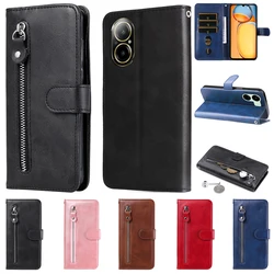 Luxury PU Leather Case for Realme C67 C65 C51 C53 C55 C61 C63 5G C12 C15 C25s C35 C11 Zipper Card Slots Stand Book Waller Cover