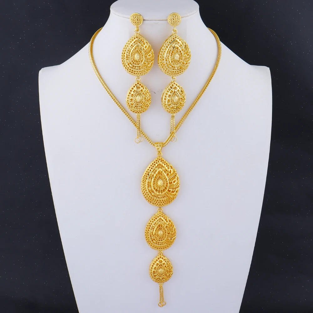 

Luxury Indian New Design Jewelry Set For Woman Bridal Nigerian Earrings Necklace Jewelry Gift for Party Wedding Dating Banquet