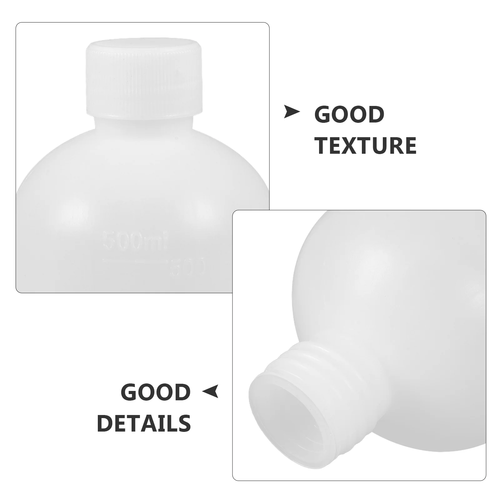 2 Pcs Reagent Bottle Container Pill Vial 500ml Plastic High Grade Hdpe Polyethylene Sealing Narrow Mouth