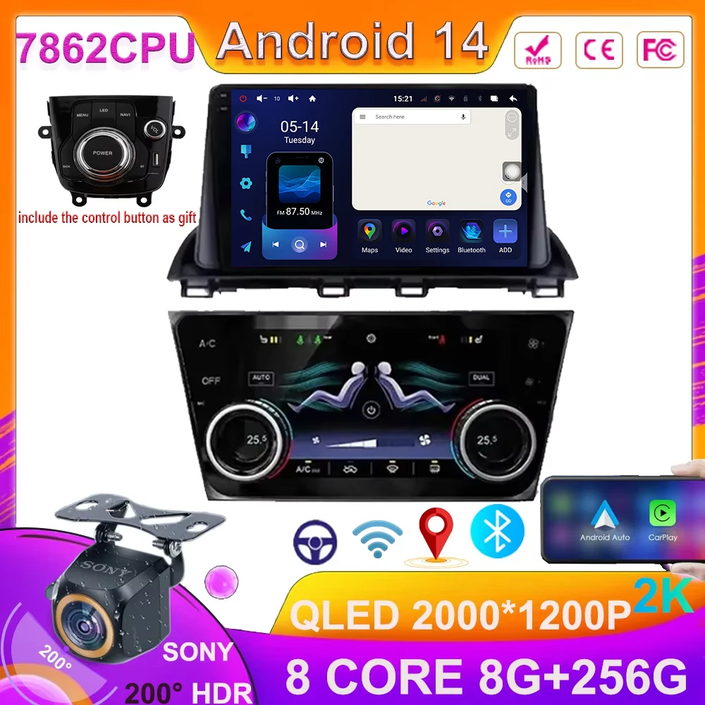 Android 14 Car For Mazda 3 Axela 2014 2015 2016 2017 2018 2019 Android Auto Wireless Carplay Navigation Screen Stereo Dash Cam