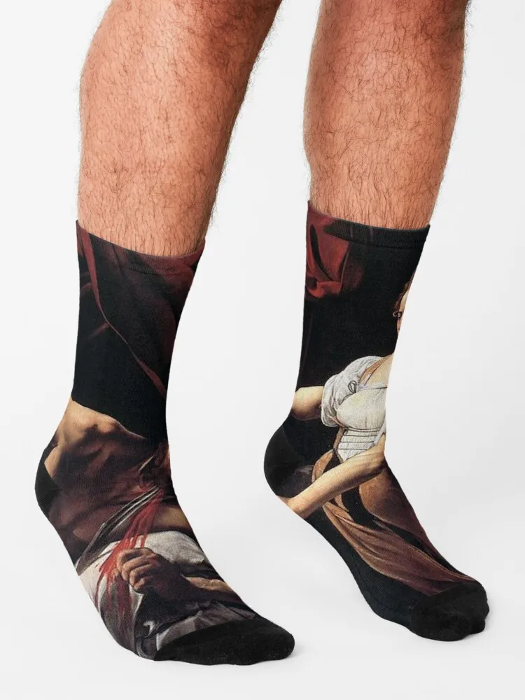 JUDITH BEHEADING HOLOFERNES-Calcetines deportivos para hombre, medias CARAVAGGIOSocks