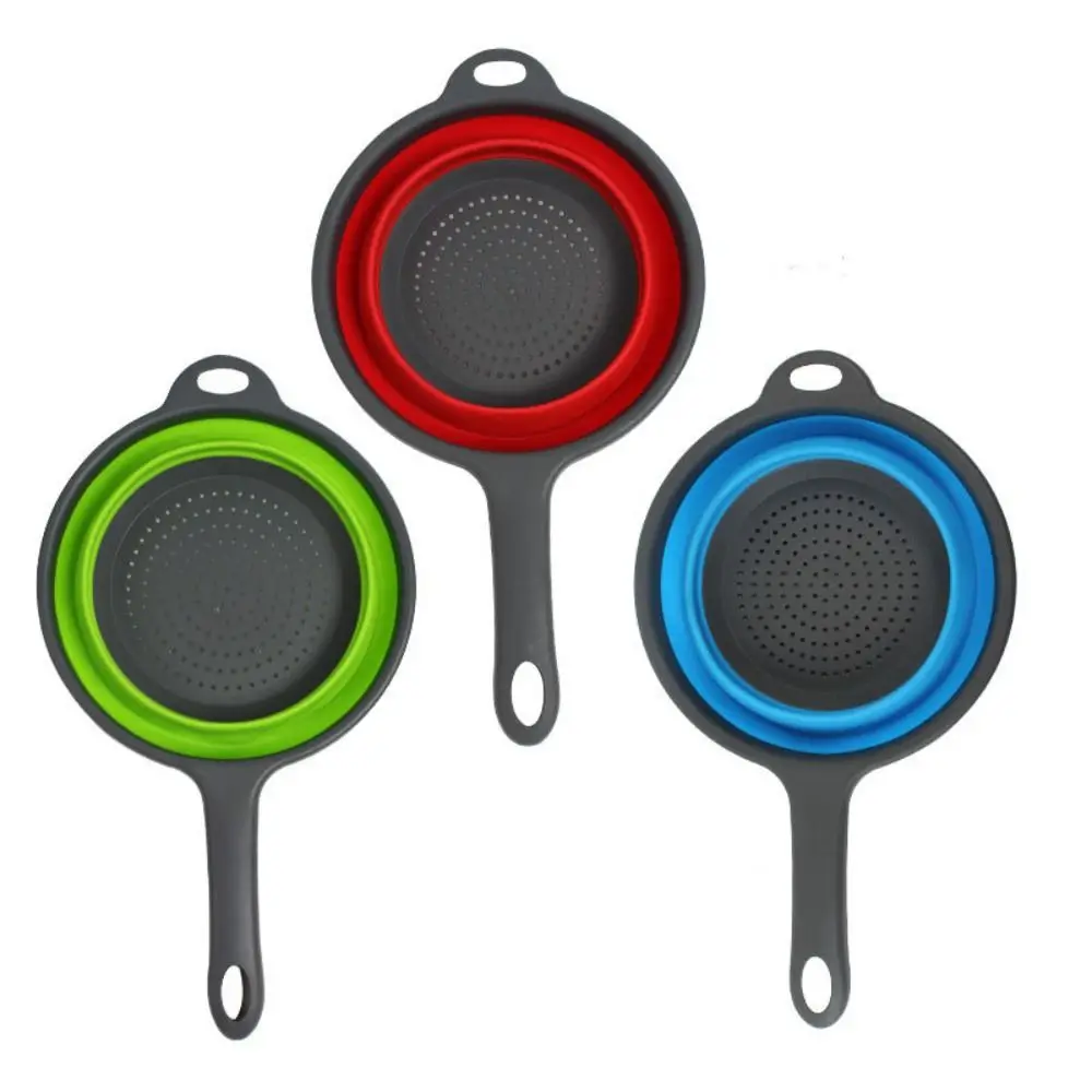 With Handle Silicone Colander Folding Feature Collapsible Design Collapsible Colander Draining Function Heat Resistant - view 3