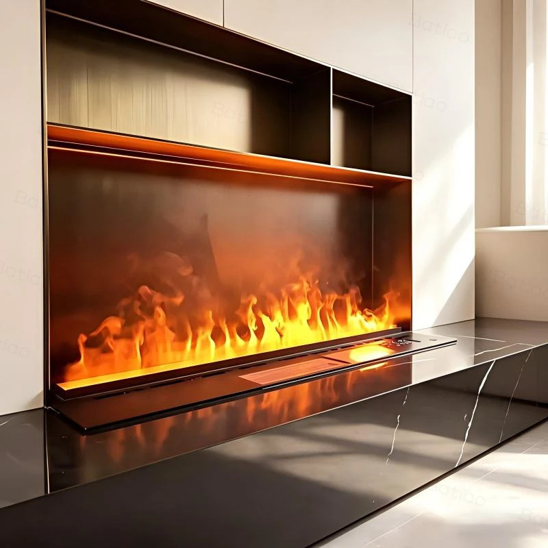 Ultra-Thin Wall Mounted Mist Fireplace gold mist fireplace 3d flame Mobile Phone Tuya App and 128 RGB Colors for Smart Home