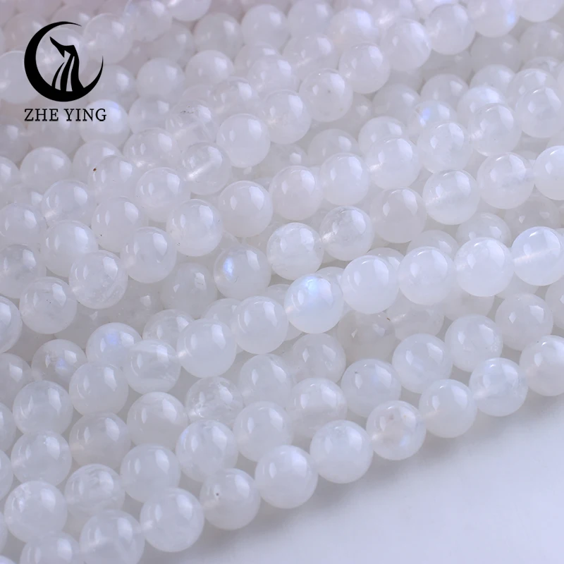 Zhe Ying Natural 6A Moonstone Beads Round Loose Gemstone Beads for Jewelry Making DIY Bracelets Necklace 15\