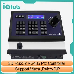 PTZ Camera Keyboard Controller, Joystick 3D para Transmissão, Produção de Vídeo Profissional, Suporte Visca PELCO D, P, RS232, RS485