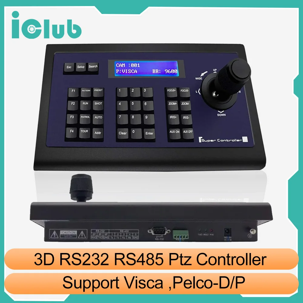 Imagem -01 - Ptz Câmera Keyboard Controller Joystick 3d para Transmissão Produção de Vídeo Profissional Suporte Visca Pelco d p Rs232 Rs485 ptz camera keyboard controller joystick 3d para transmissao producao de video profissional suporte visca pelco d p rs232 rs485 01