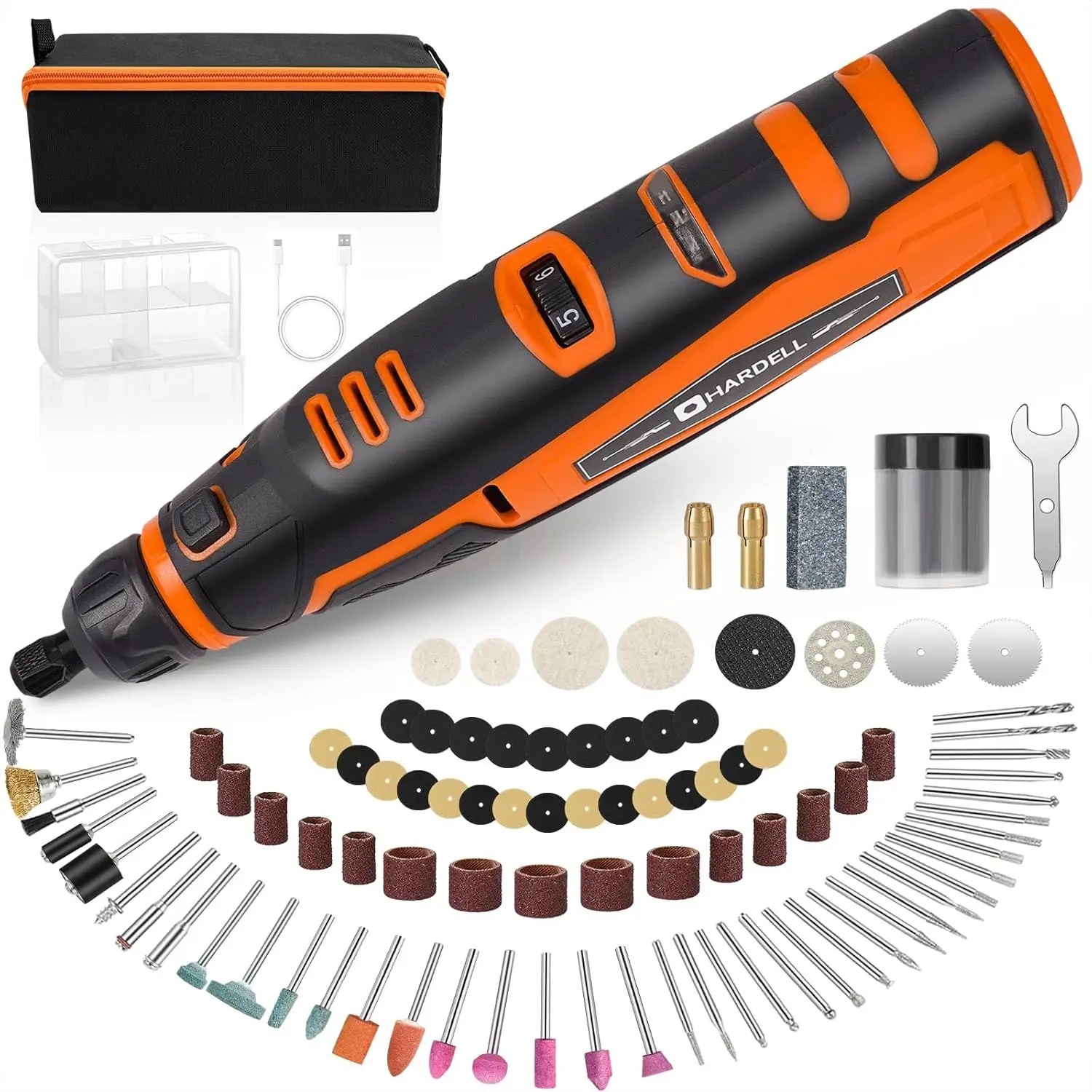 

12V Cordless Rotary Tool, 6-Speeds Rotary Tool Kit, 30000RPM Power Rotary Tools with 94 Accessories for Engraving, Sanding
