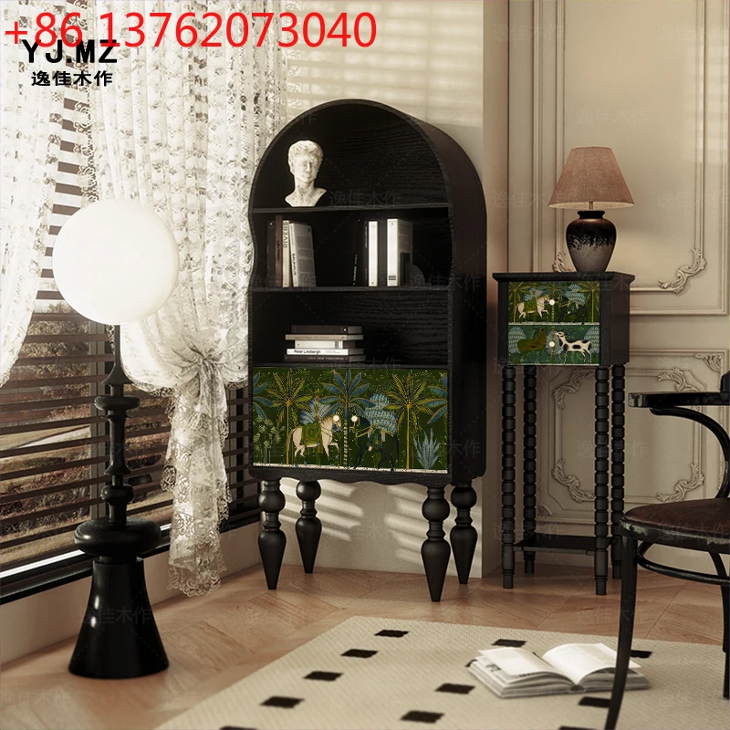 

Французский средневековый книжный шкаф из цельного дерева, шкаф для хранения в гостиной, продвинутый смысл