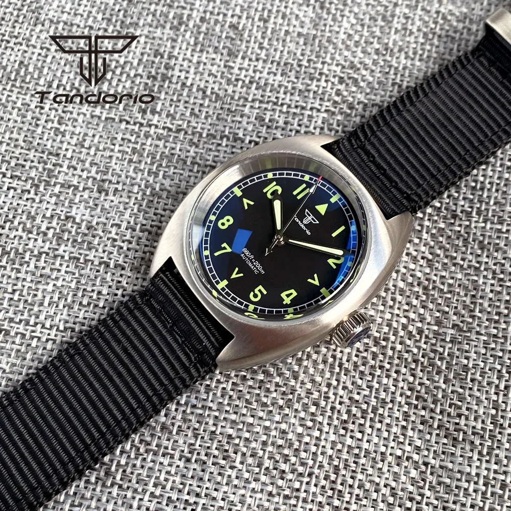 Tandorio Domed الياقوت العسكري الغوص 36 مللي متر ساعة أوتوماتيكية ميوتا 8215/PT5000 الميكانيكية Movt مضيئة 20ATM للجنسين ساعة اليد