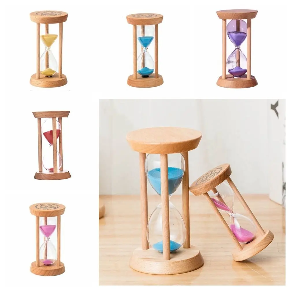 Stable Connection Wooden Hourglass No Deformation 1/3/5 Minutes Round Hourglass Timers Wooden 5 Colors Timer Desktop Decor