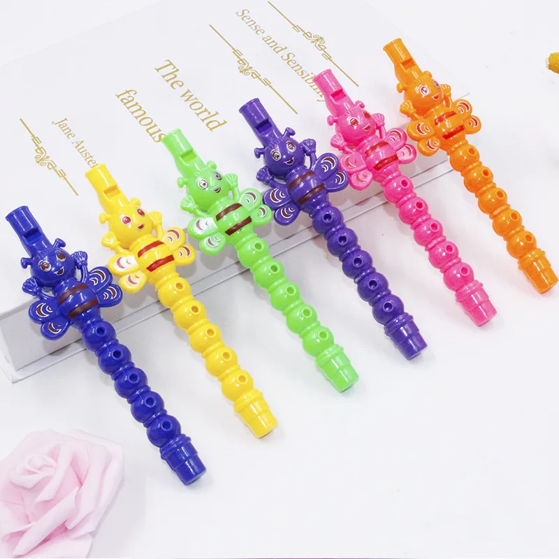 12Pcs Colorful Bee 5 Hole Flute Whistle Noise Maker Toys for Kids Birthday Party Favors Baby Shower Goodie Bag Pinata Fillers