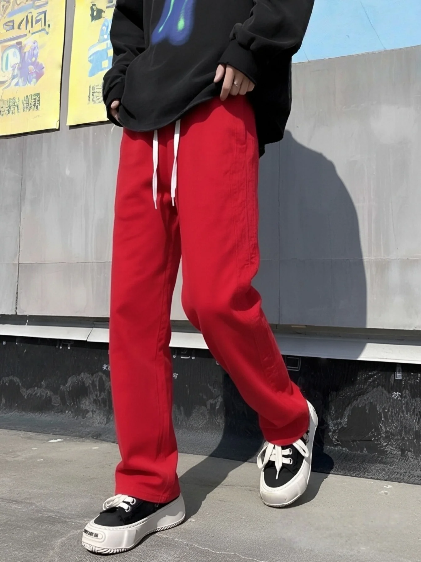 European and American Men's Loose Design Straight-leg Pants, Four-season Casual Versatile Drape Jeans