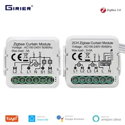 GIRIER Tuya ZigBee 3.0 Smart Blind Curtain Switch Module 1/2 Gang per tapparella motore elettrico funziona con Alexa Google Home