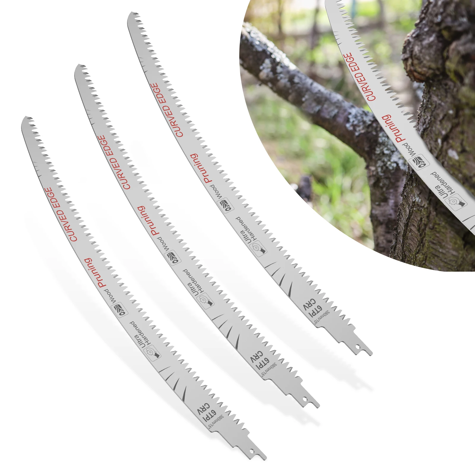 

3 шт. Arc Edge сабельная пила 6TPI 14,4 дюйма, хромованадиевая сталь, пильное полотно для обрезки древесины для резки влажной и сухой древесины