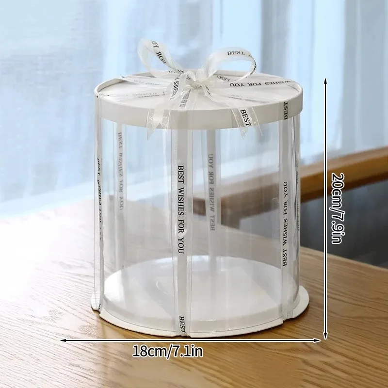 Premium Runde Transparente Kuchenbox Weiße Kuchenbox, Geschenkbox Präsentationsbox Geburtstags- und Hochzeitsbox – Detail 3