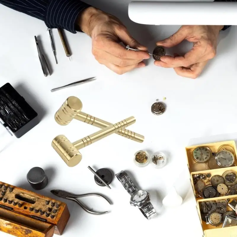 Small Brass Hammer Copper Ergonomic Handle For Clock Watch Electronics Repairing Hammer Hand Tool Multifunctional M4YD