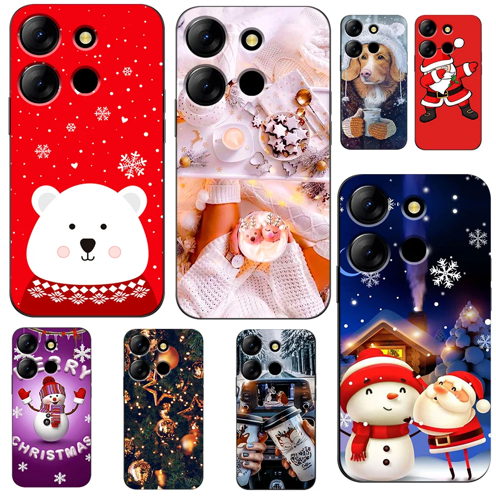 Case For INFINIX NOTE 30i 4G 30VIP Silicon Phone Back Cover black tpu case merry christmas winter snow