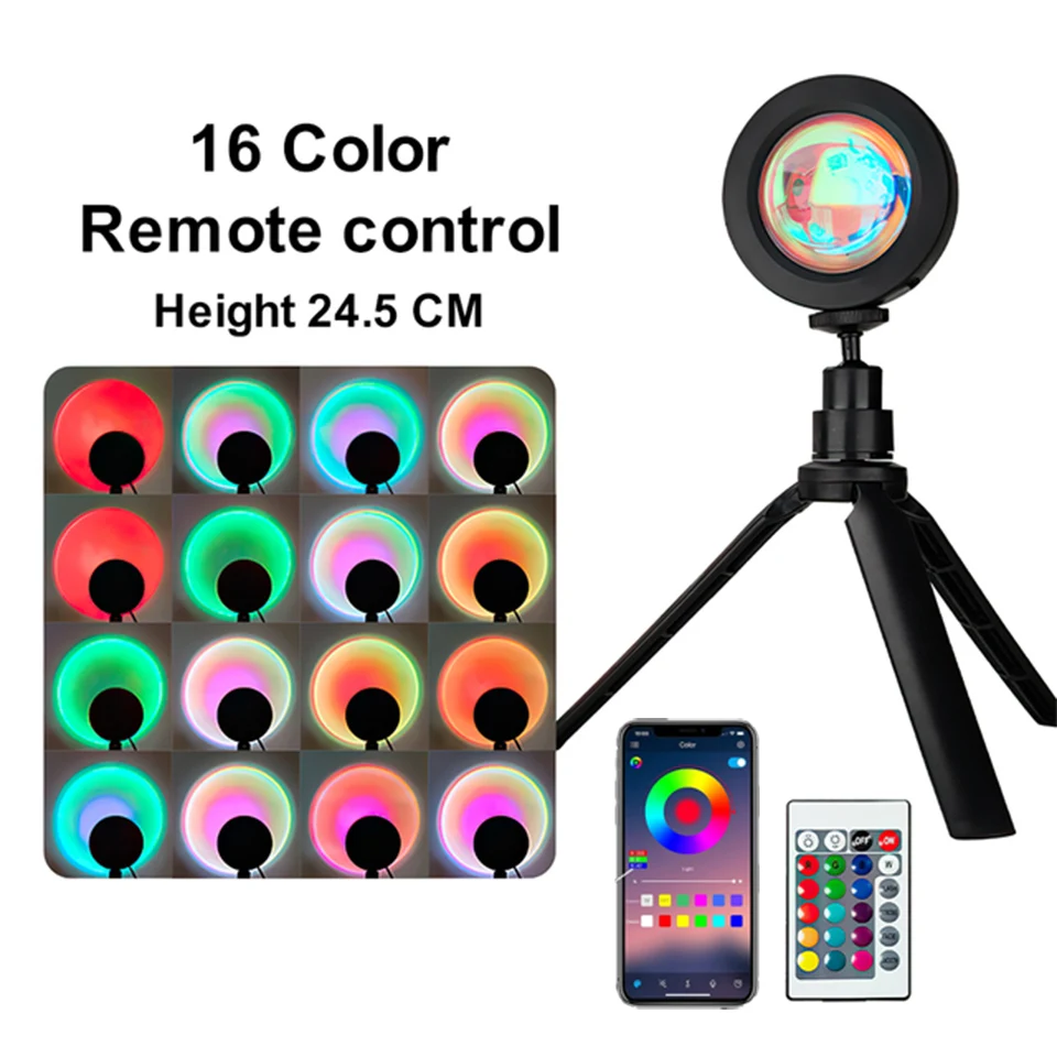 Adjustable Photography Sunset Lamp Led USB Smart APP Remote Projector Night Light Home Decor Room Wall Decoration Lighting 5V