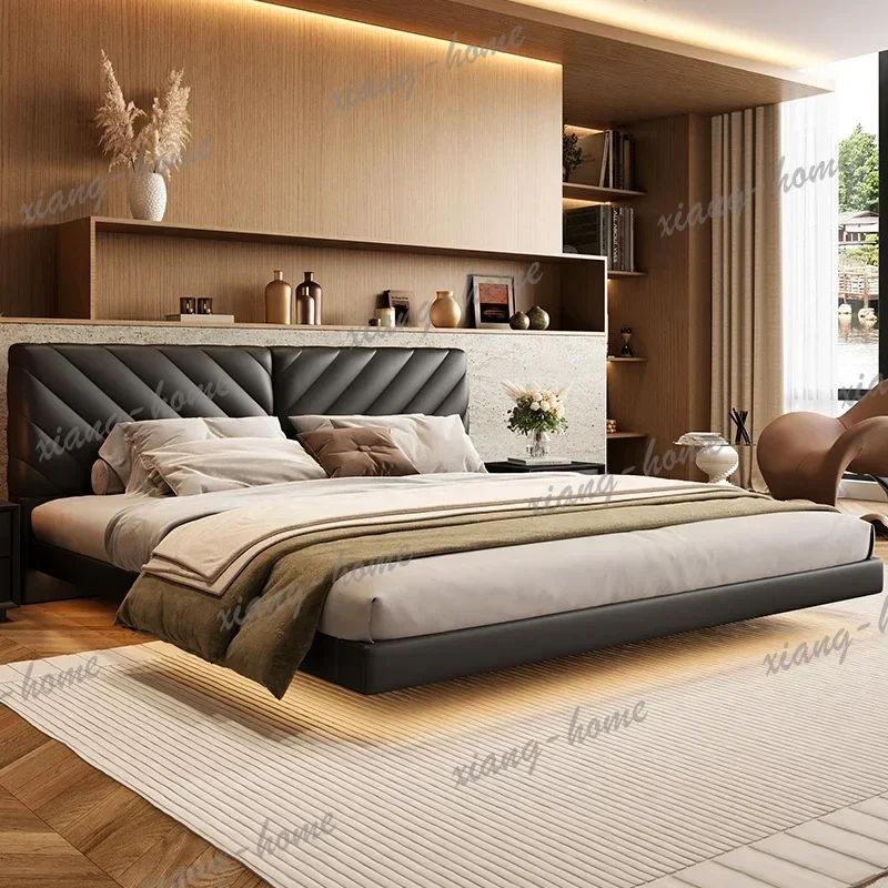 LJY 180x200cm queen floating bed frame bedroom bed 2 people luxury king size Suspended double bed home queen modern home furnitu